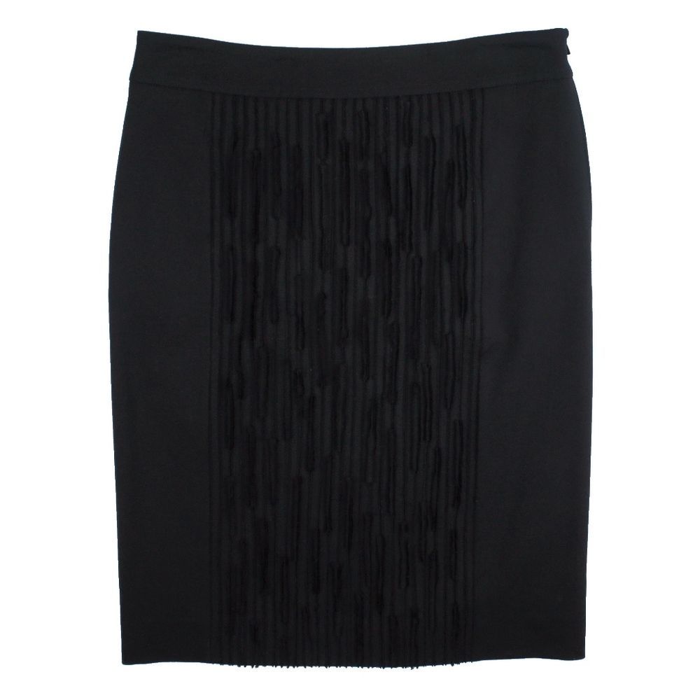 New Tess Giberson Black Stretch Wool Pencil Skirt